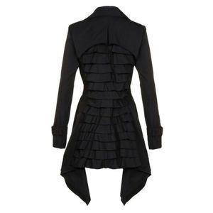 BCBG maxazria ruffle back trench coat